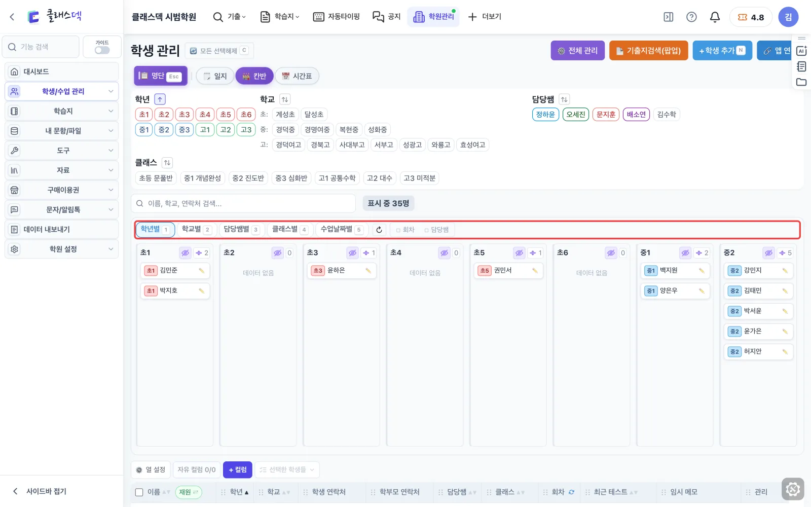 칸반보드 — 칸반 화면 한눈에 화면